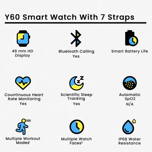 Y60 Smart watch with 7 Straps - Image 4